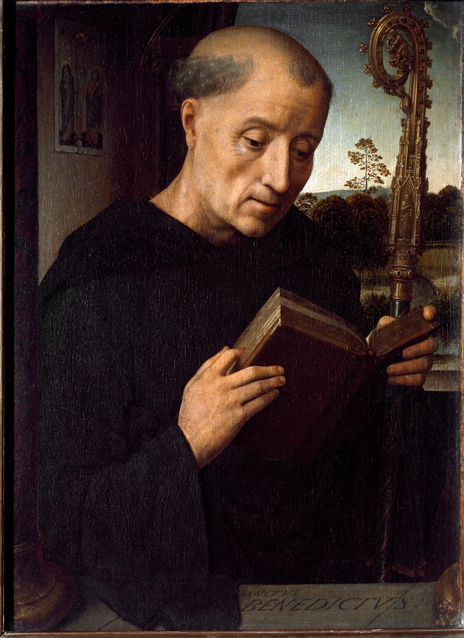 Representation av Saint Benedict of Nursie av Hans Memling