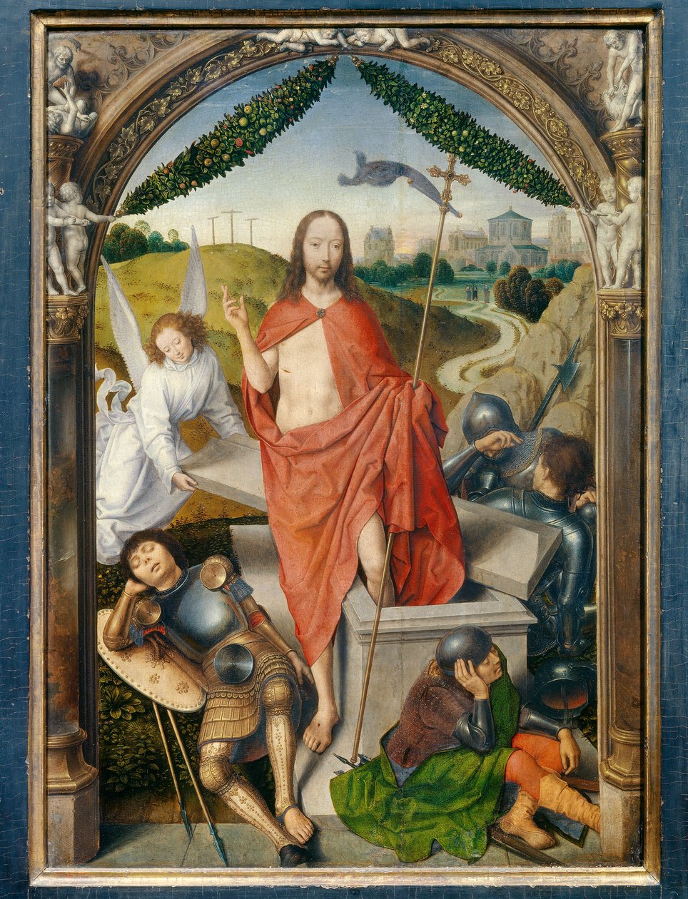 Uppståndelsens triptyk. central del. Målning av Hans Memling (1435-1494) Ec. Flam. av Hans Memling