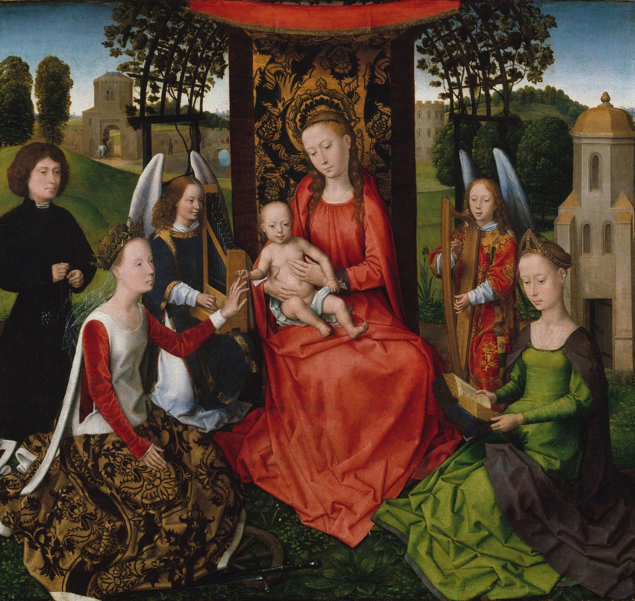 Jungfru och barn med de heliga Katarina av Alexandria och Barbara av Hans Memling