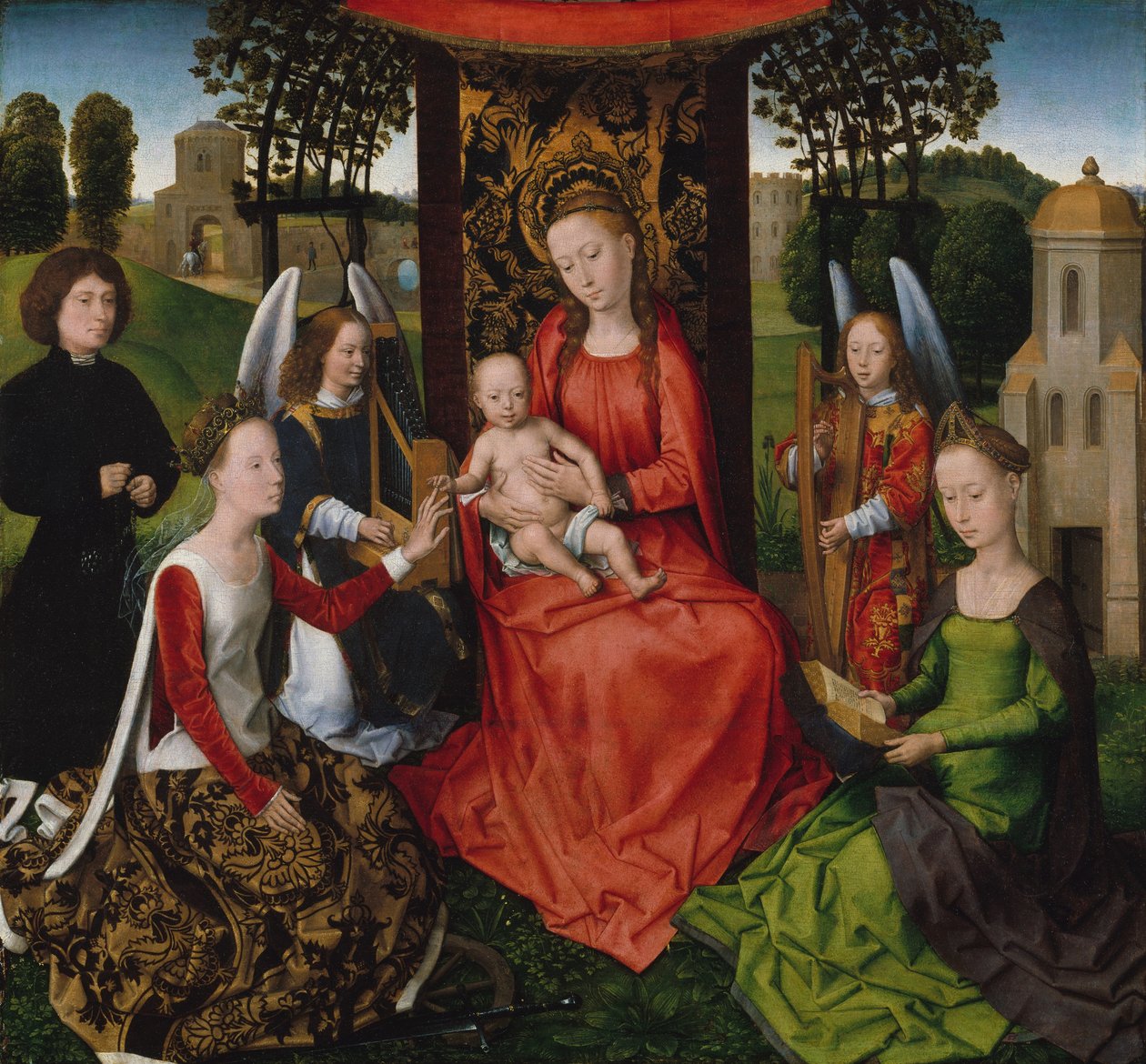 Jungfru och barn med de heliga Katarina av Alexandria och Barbara, tidigt 1480-tal. av Hans Memling