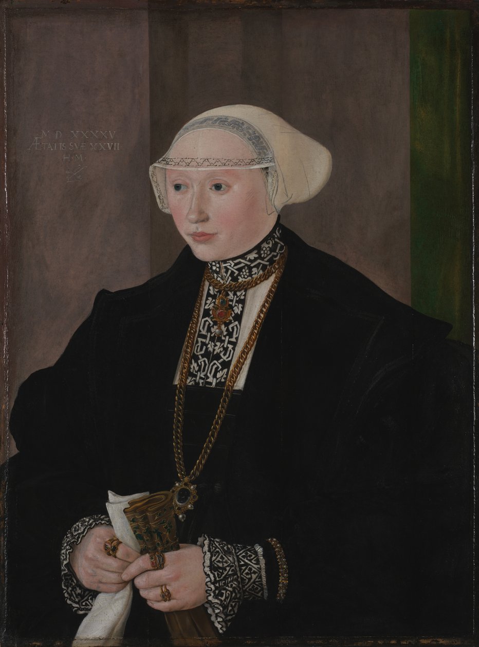 Porträtt av Maria Kitscher, fru till Freyberg, 1545 av Hans Muelich or Mielich