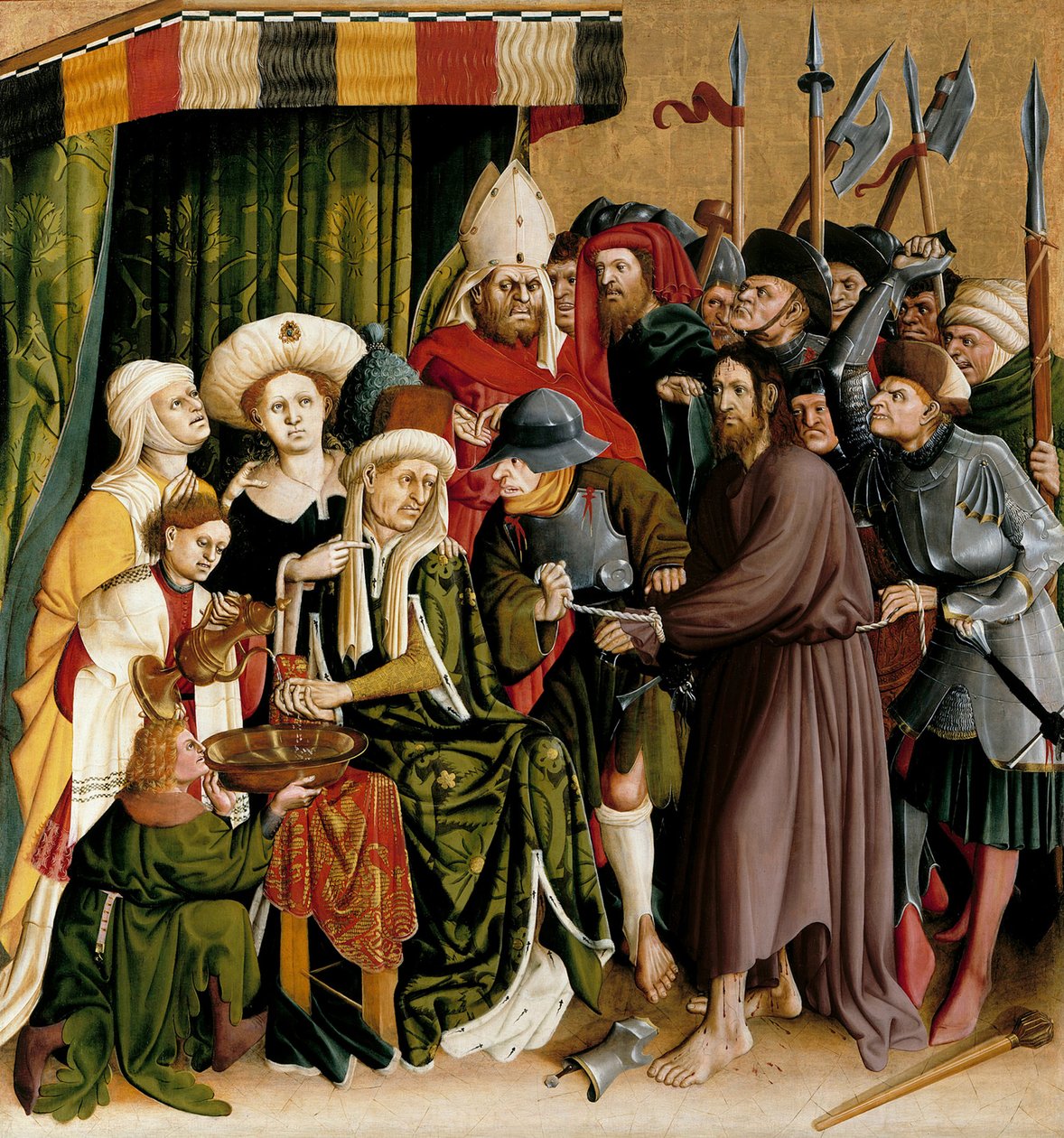 Kristus inför Pilatus. Wurzachaltarets vingar, 1437 av Hans Multscher