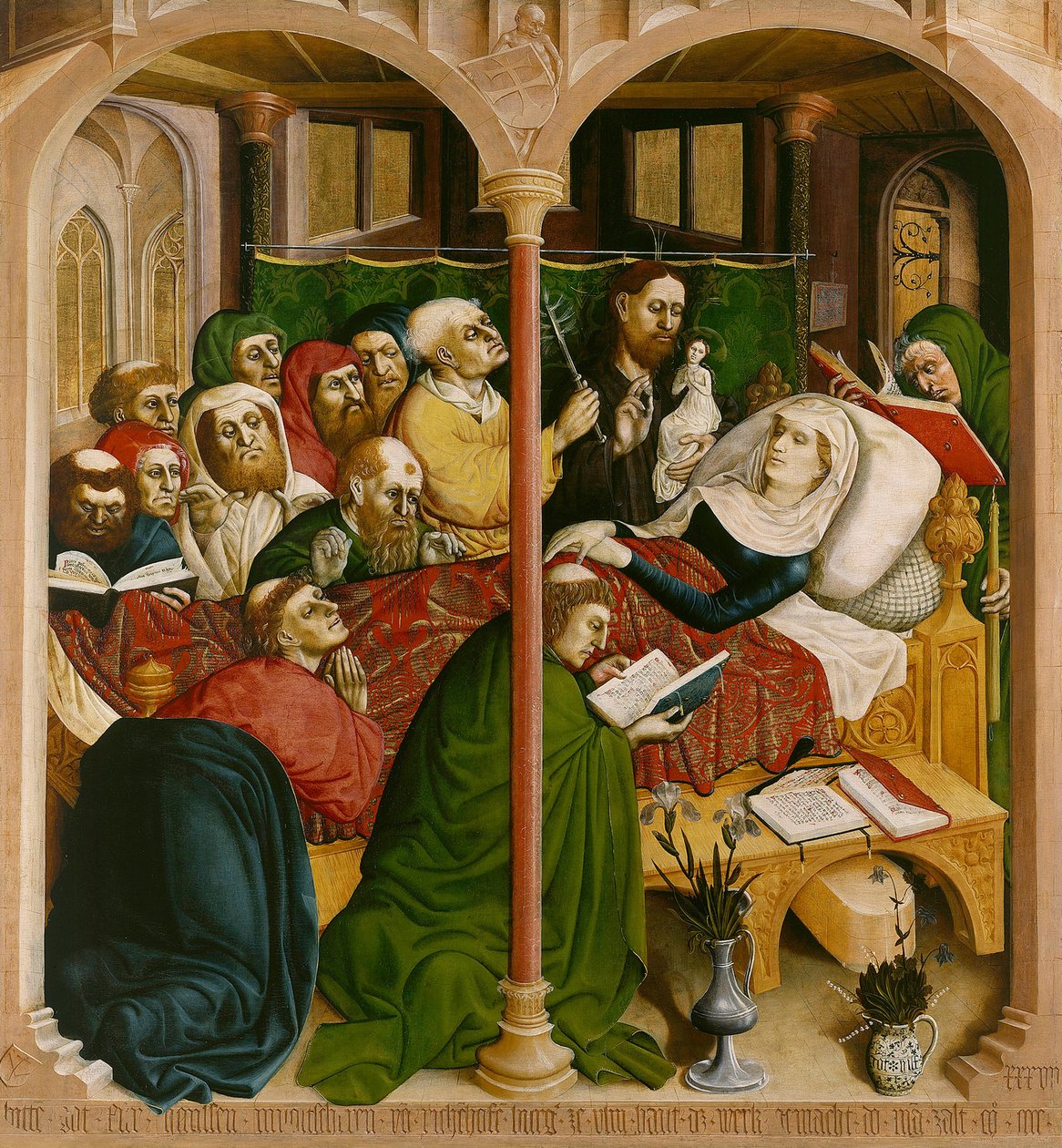 Marias död. Wurzachaltarets vingar, 1437 av Hans Multscher