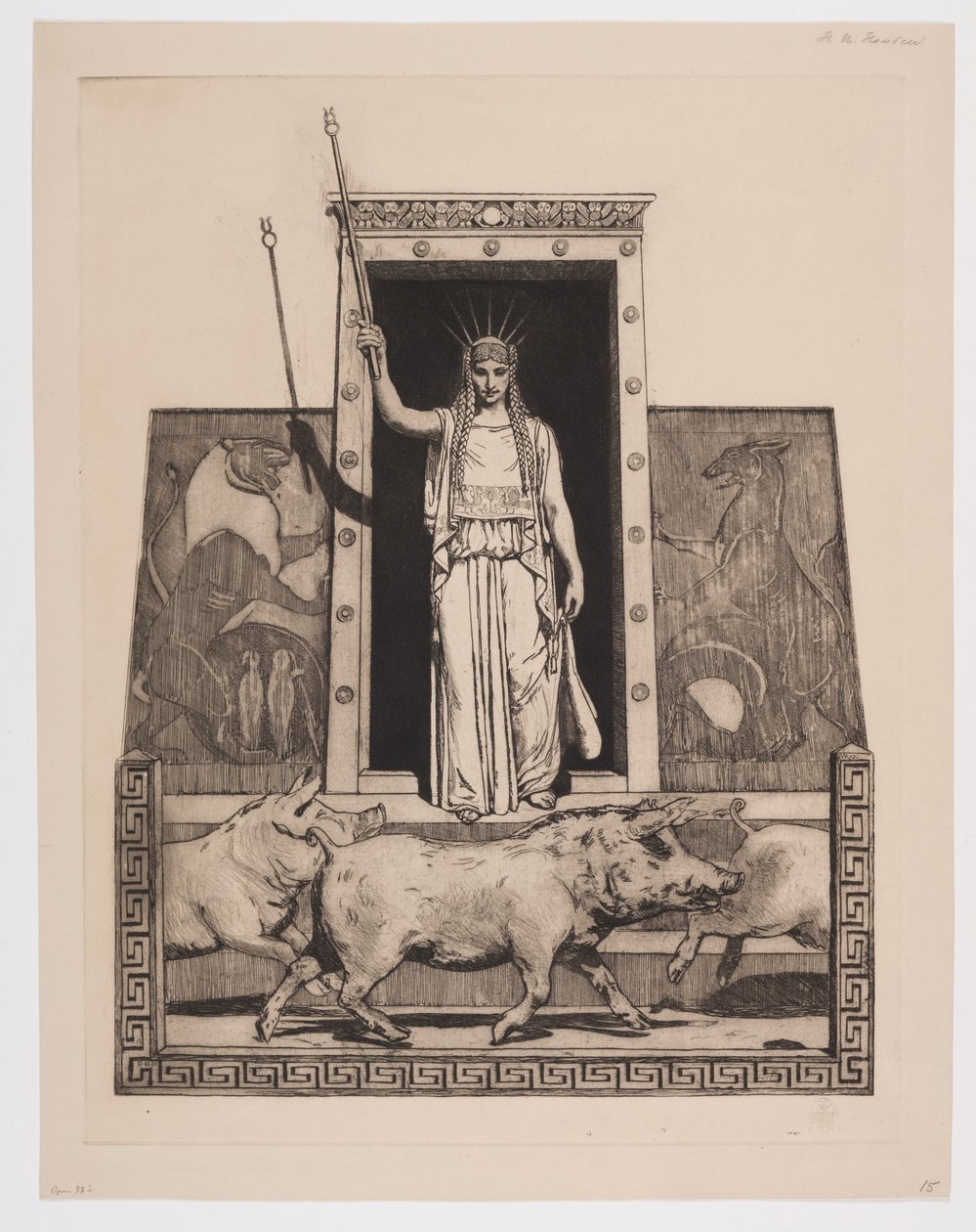 Danska: Circe förvandlar Odysseus män till grisar av Hans Nikolaj Hansen
