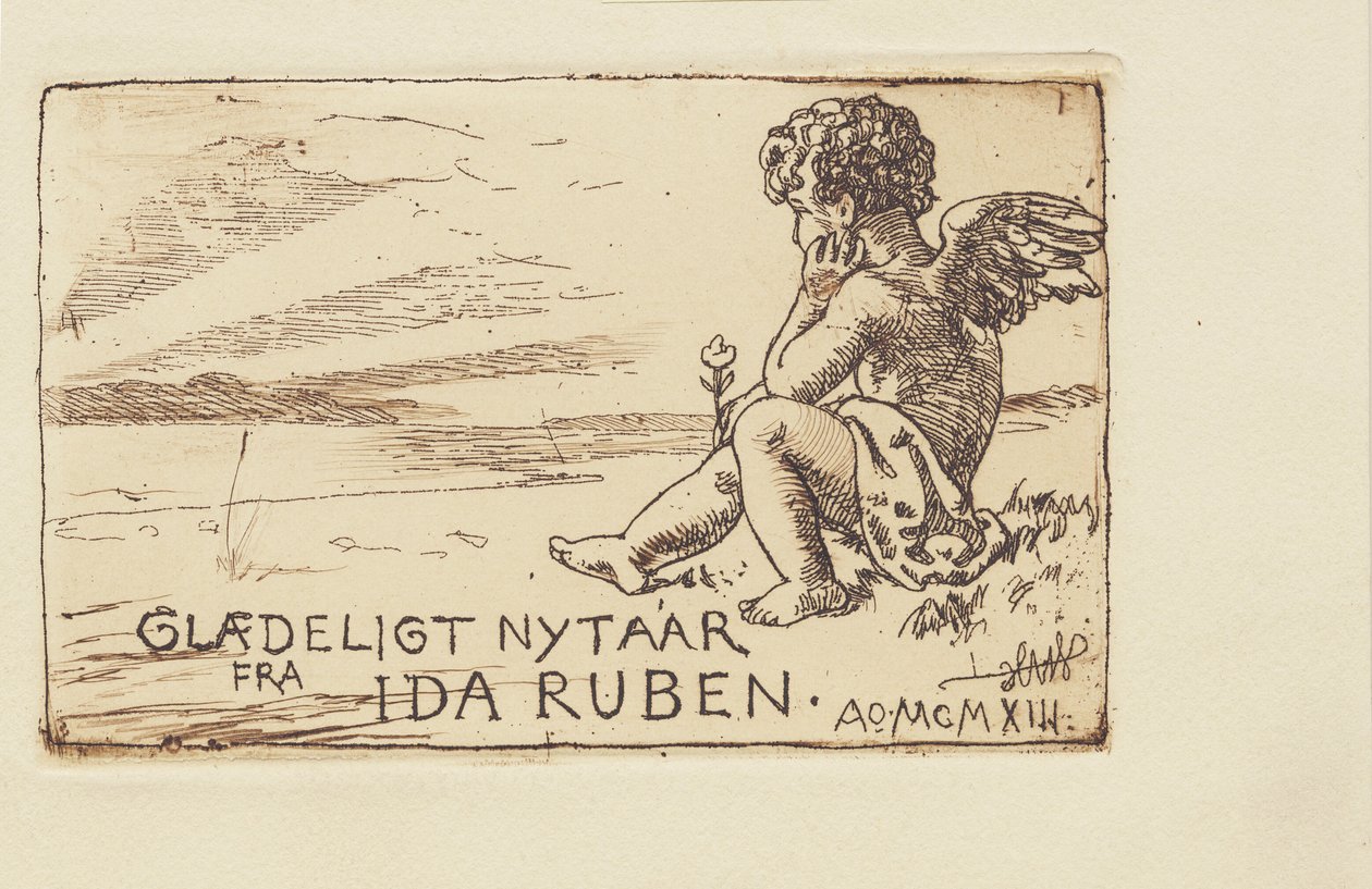 Nyårskort av Hans Nikolaj Hansen