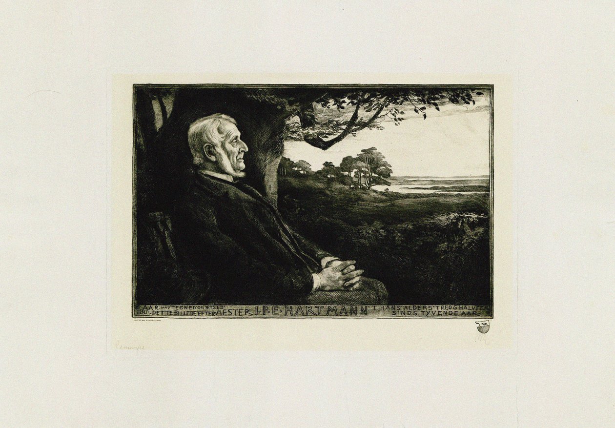 Porträtt av kompositören John Peter Emily Hartmann 1805-1900, av Hans Nikolaj Hansen