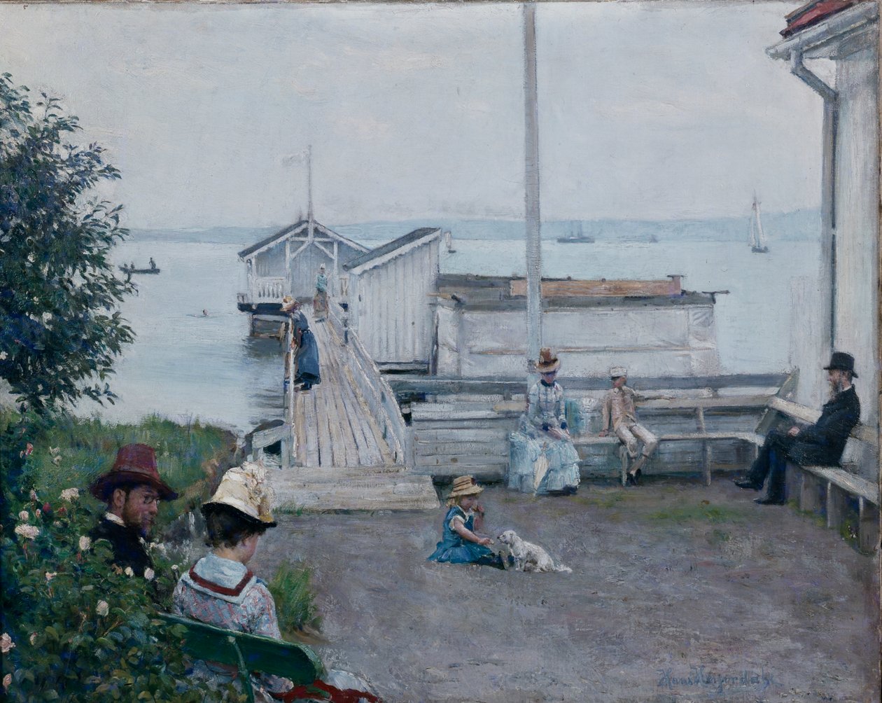 Badhuset vid Asgårdstrand (olja på duk) av Hans Olaf Heyerdahl