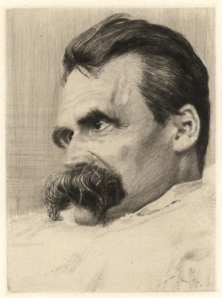 Porträtt av Friedrich Nietzsche (1844 - 1900), tysk filosof - av Hans (Johannes) Olde (1855-1917) av Hans Olde