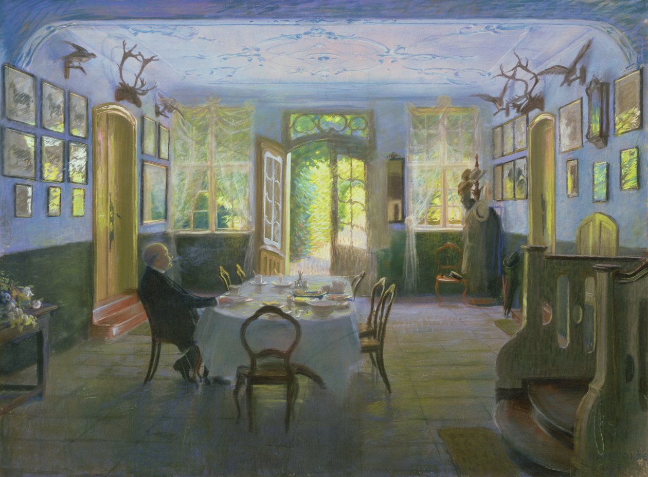 Hallen i herrgården i Waltershof, 1894 (pastell på papper) av Hans Olde