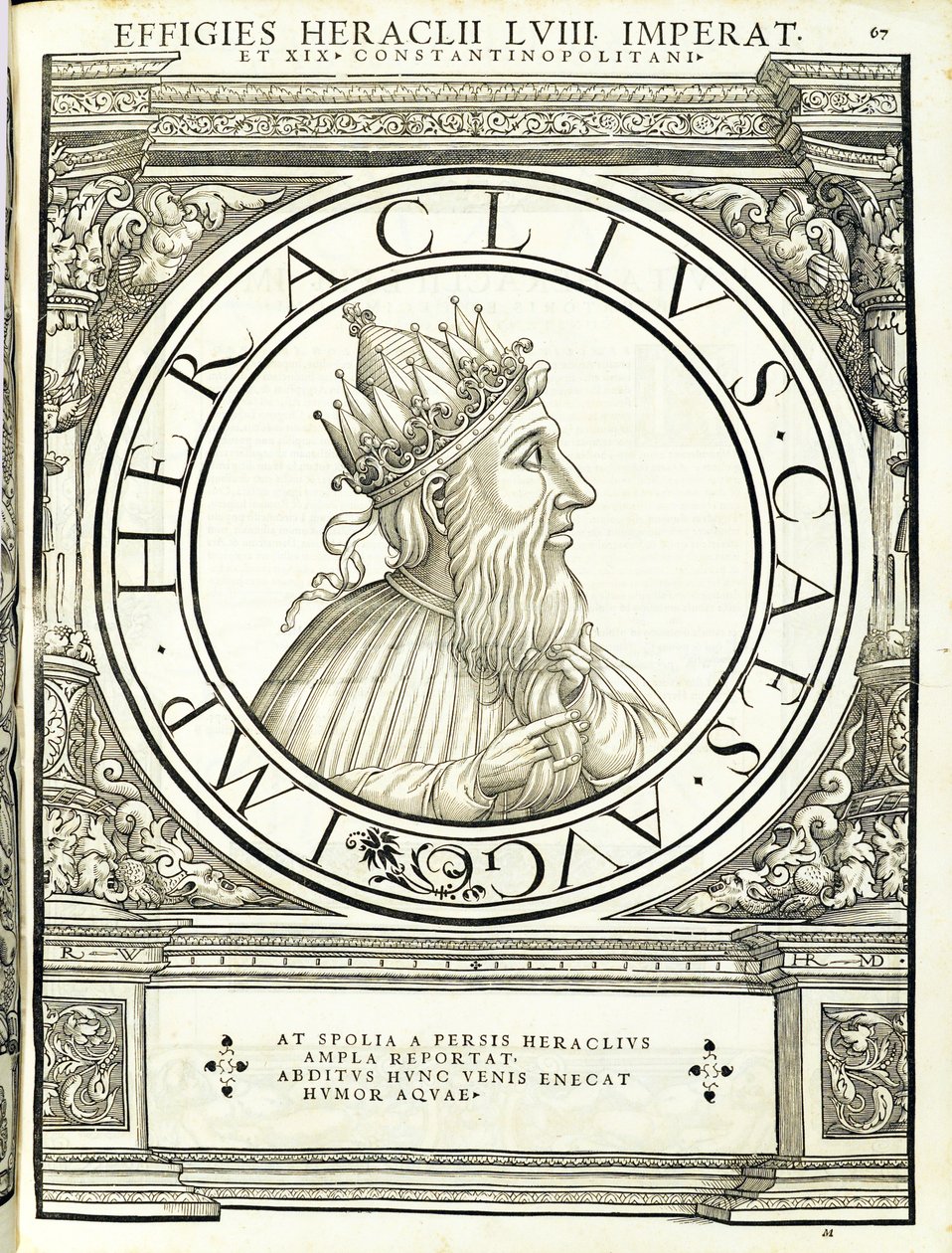 Heraclius, illustration från "De romerska kejsarna i hela öst och väst" av Hans Rudolf Manuel Deutsch