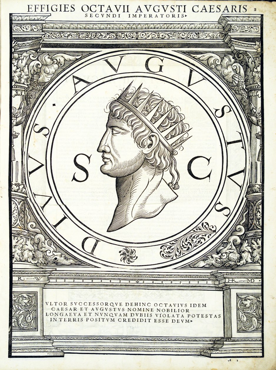 Octavian Caesar, illustration från "De romerska kejsarna i hela öst och väst" av Hans Rudolf Manuel Deutsch