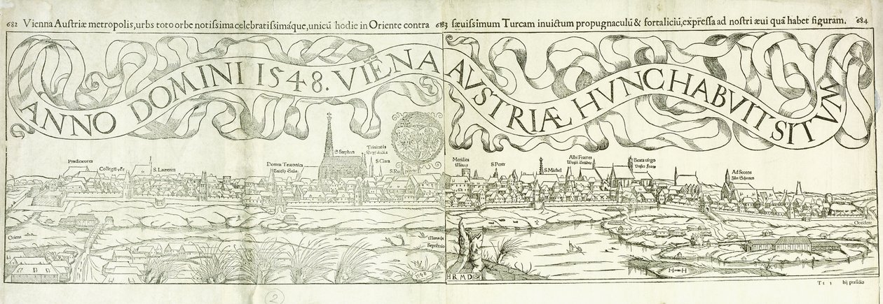 Stadsvy över Wien 1548, 1550 av Hans Rudolf Manuel Deutsch