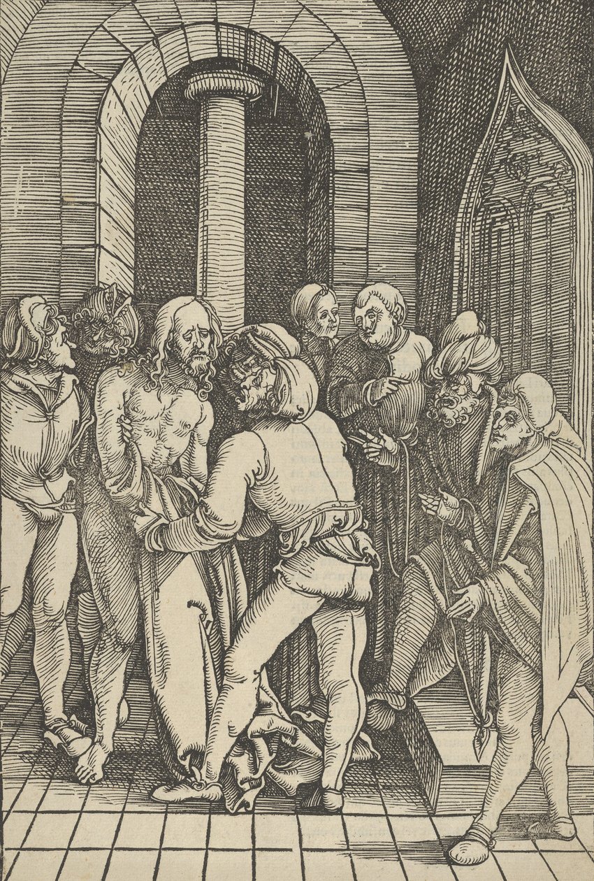 Kristus avskalad, från spegeln av vår Herre Jesu Kristi passion, 1507. av Hans Schäufelein the Elder