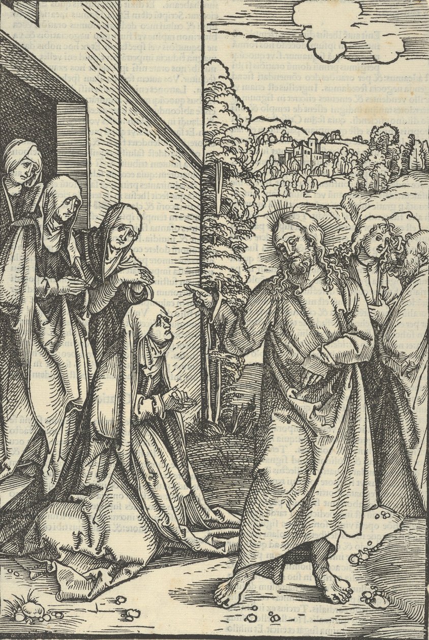 Kristus tar avsked av sin moder, från vår Herre Jesu Kristi lidande spegel, 1507., 1507. av Hans Schäufelein the Elder