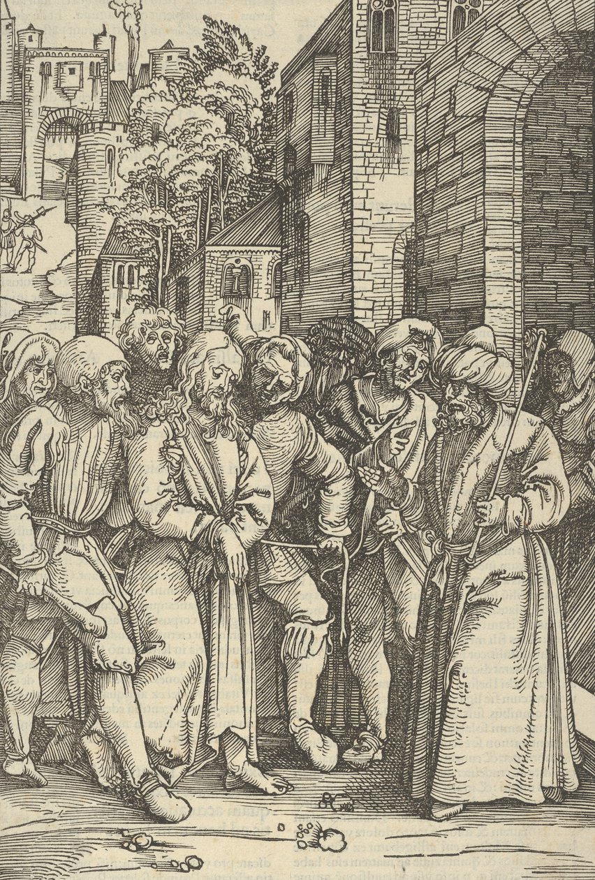 Kristus framför Pilatus framför sitt palats, från spegeln av vår Herre Jesu C..., 1507. av Hans Schäufelein the Elder
