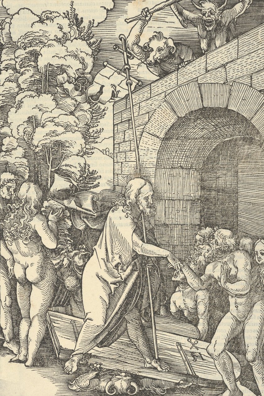 Kristus i Limbo, från spegeln av vår Herre Jesu Kristi passion, 1507. av Hans Schäufelein the Elder