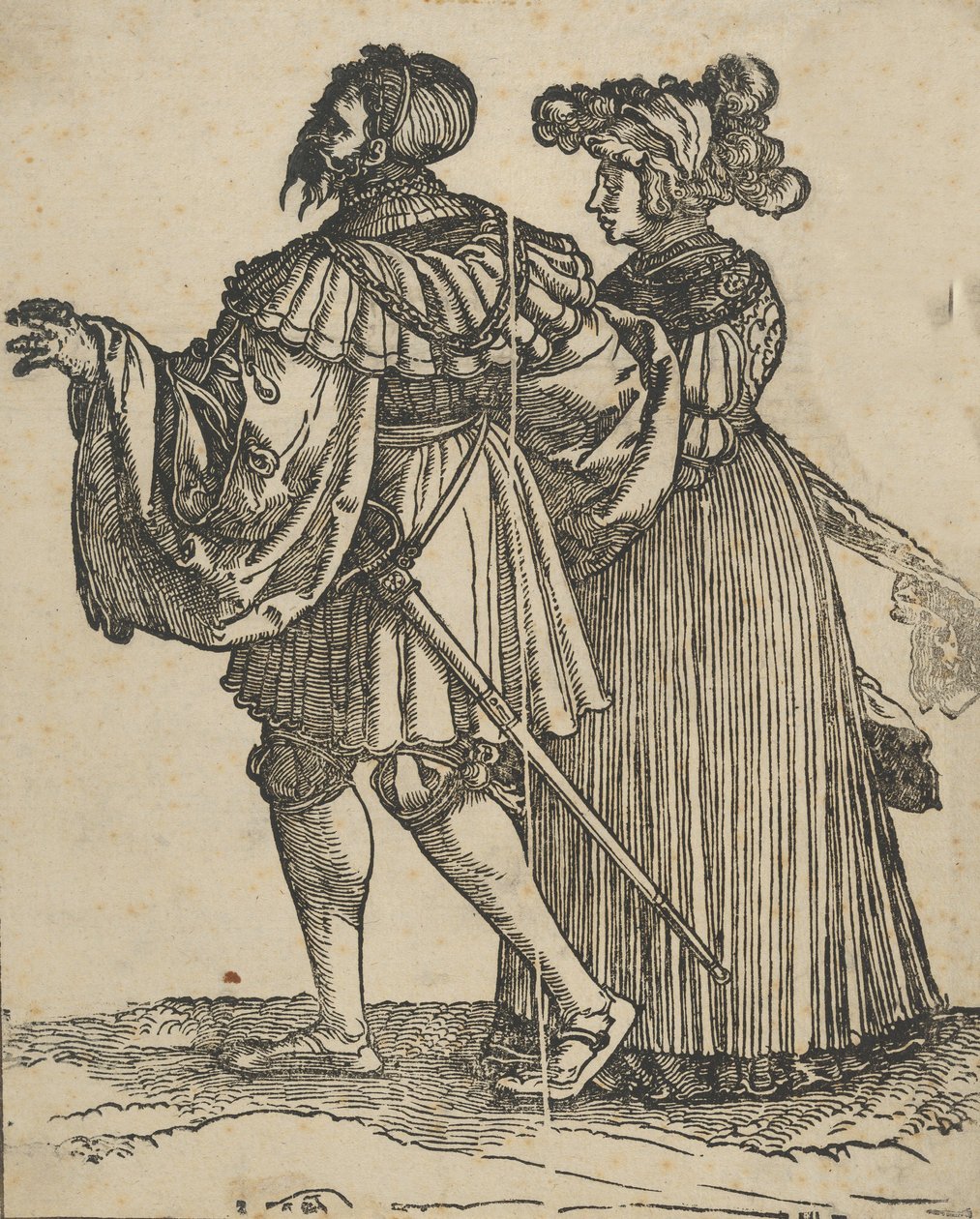 Couple Walking to the Left VI, från The Wedding Dancers restrike. av Hans Schäufelein the Elder