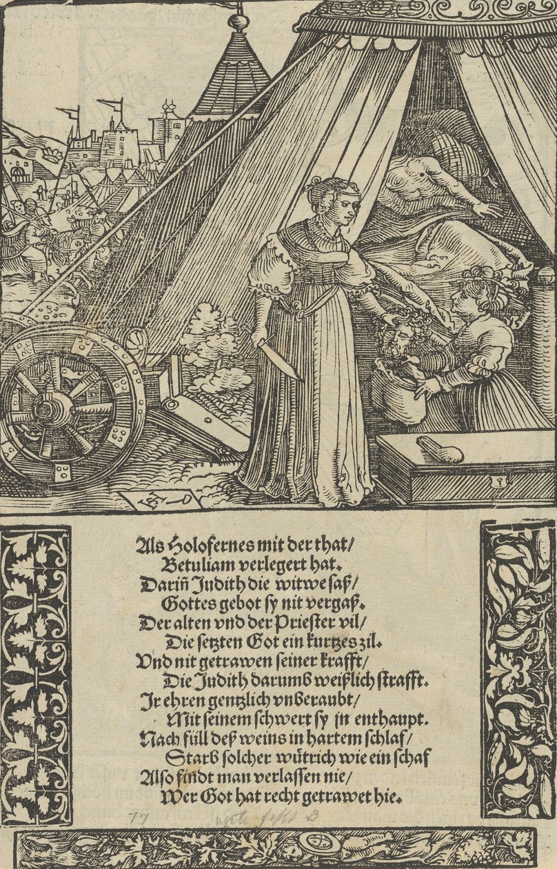 Judith med huvudet av Holophernes, från Das Büchle Memorial, 1533. av Hans Schäufelein the Elder