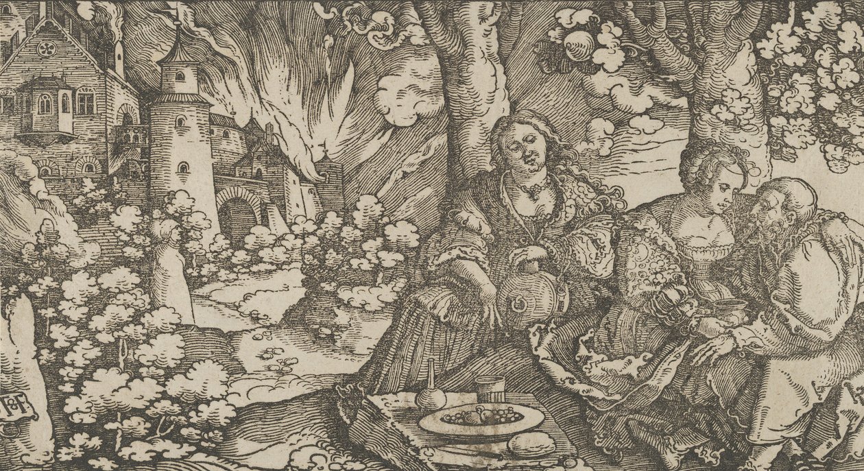 Lot och hans döttrar, ca. 1530. av Hans Schäufelein the Elder