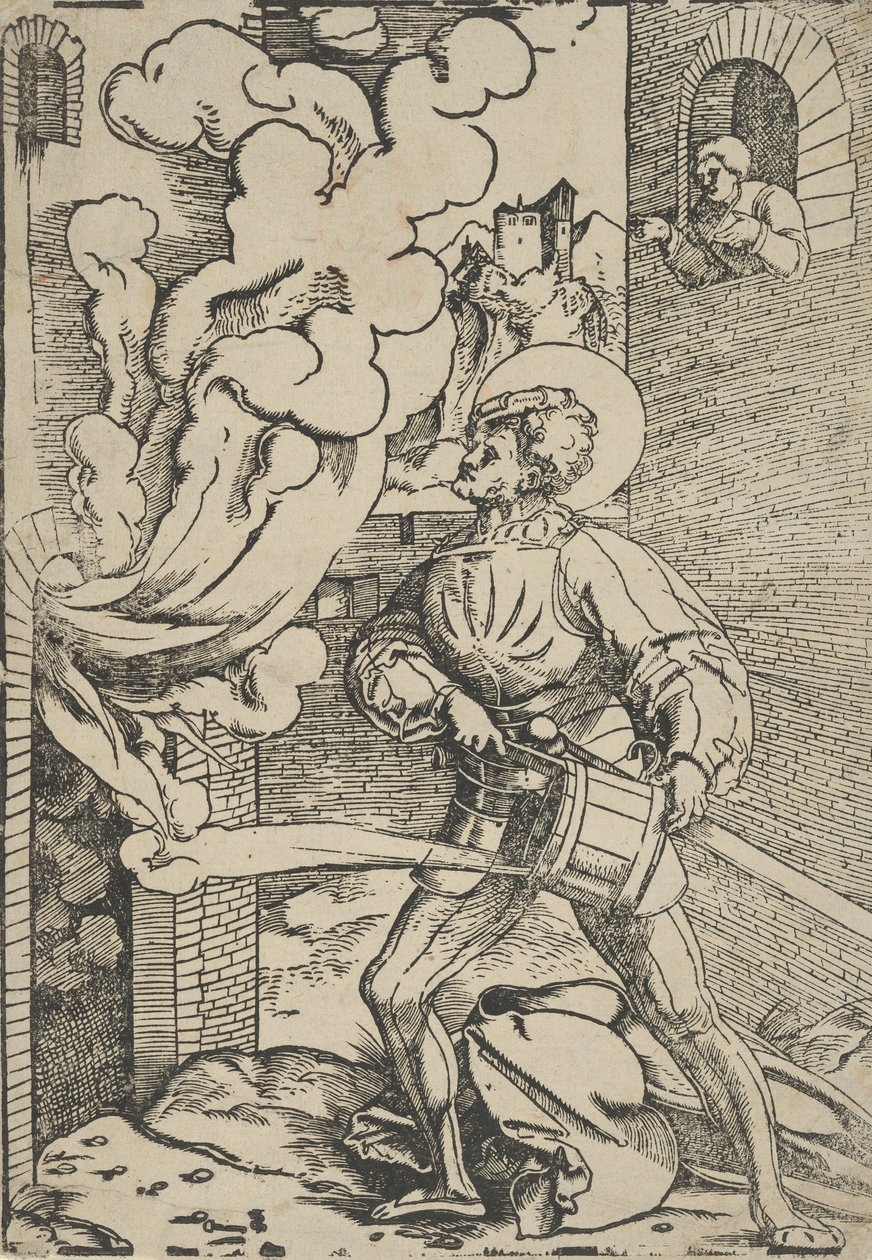 Saint Florian restrike. av Hans Schäufelein the Elder