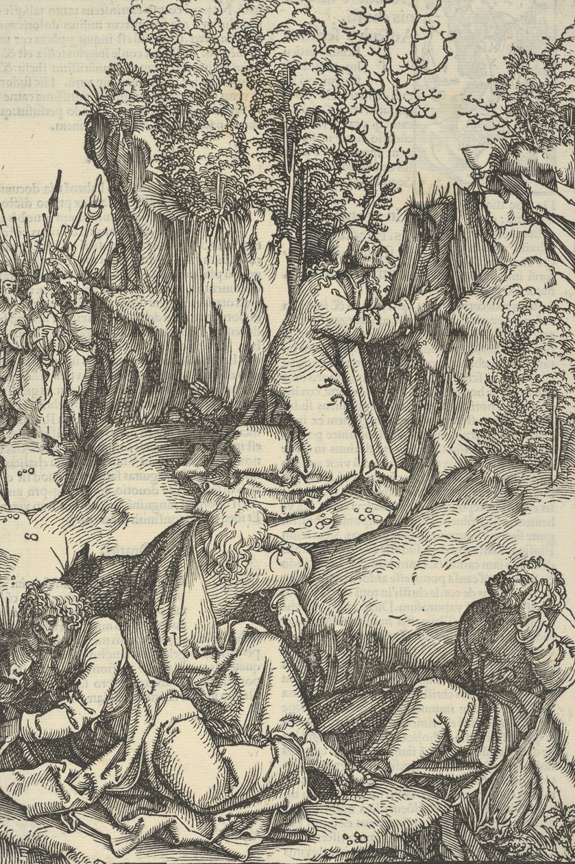 Agony in the Garden, från vår Herre Jesu Kristi lidande spegel, 1507. av Hans Schäufelein the Elder
