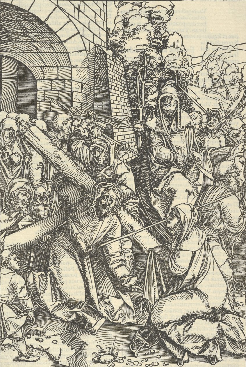 Korsets bärande, från vår Herre Jesu Kristi lidande spegel, 1507. av Hans Schäufelein the Elder