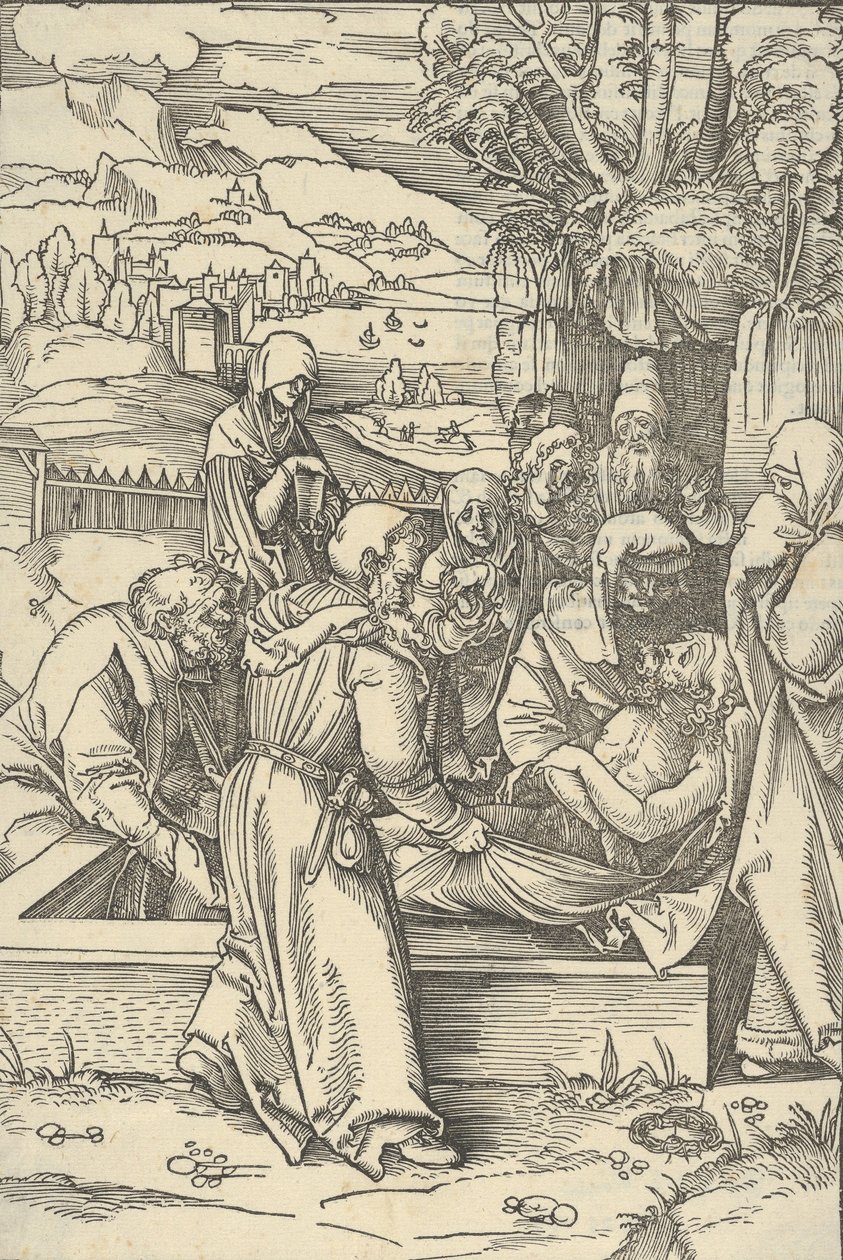 Gravläggningen, från spegeln av vår Herre Jesu Kristi passion, 1507. av Hans Schäufelein the Elder