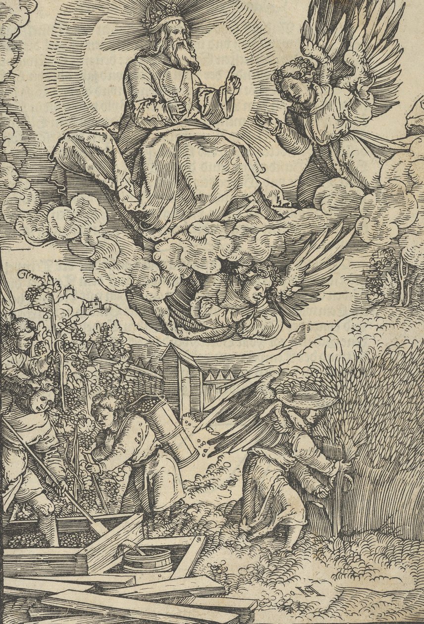 Skörden och vinpressen av blod. av Hans Schäufelein the Elder