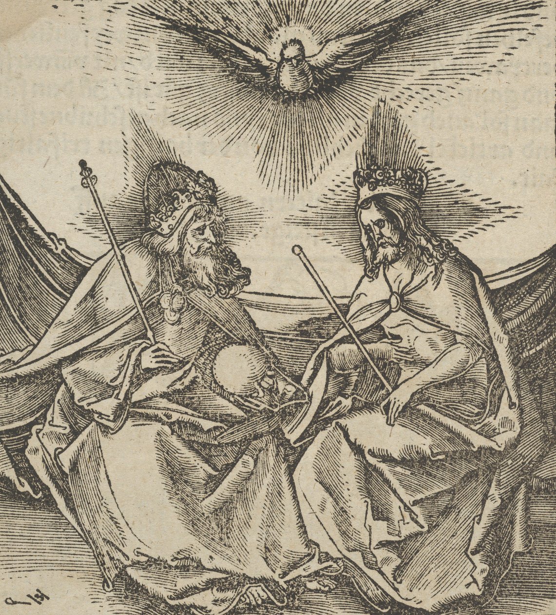 Den heliga treenigheten, från Hymmelwagen om vem som lever gott..., 1517. av Hans Schäufelein the Elder