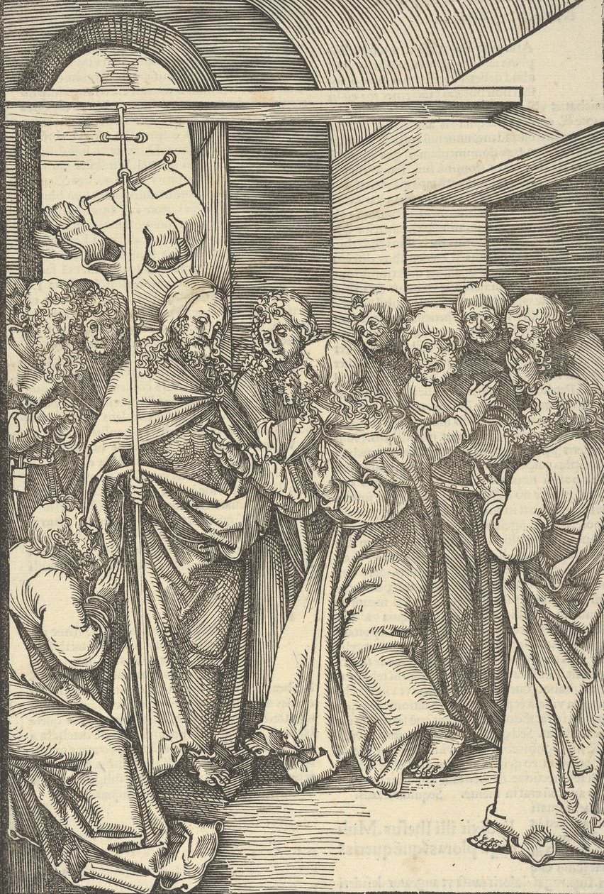 The Incredulity of Thomas, från spegeln av vår Herre Jesu Kristi passion, 1507. av Hans Schäufelein the Elder