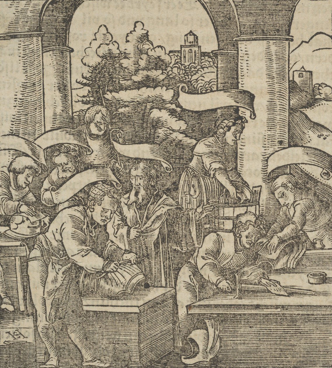 The Making of Armours, från Hymmelwagen om vem som lever gott..., 1517. av Hans Schäufelein the Elder