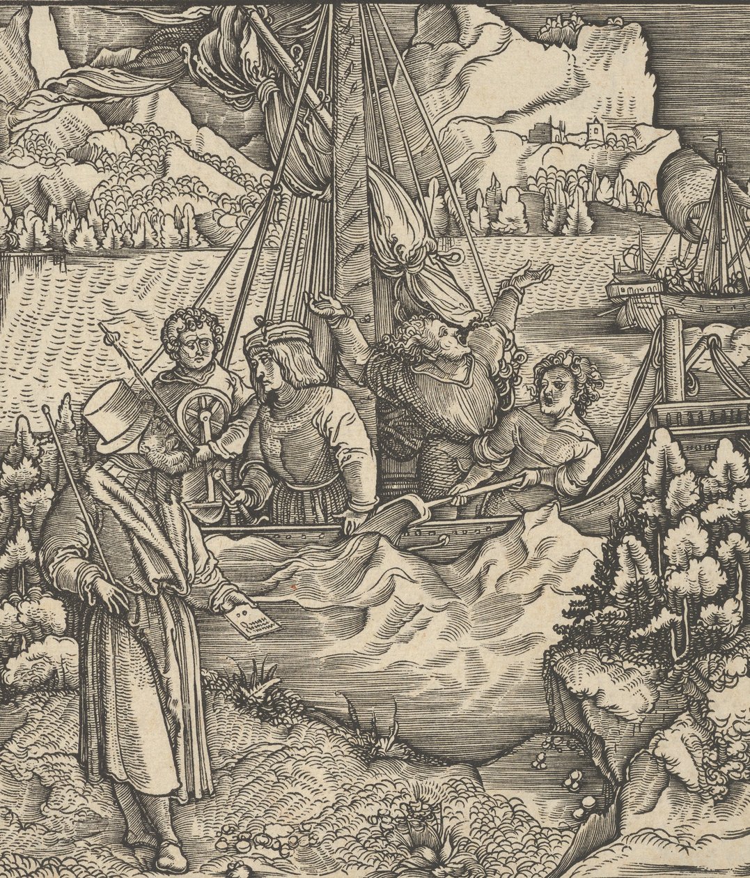 Unfalo som hotar Theuerdancks skepp, från Theuerdanck, 1517. av Hans Schäufelein the Elder