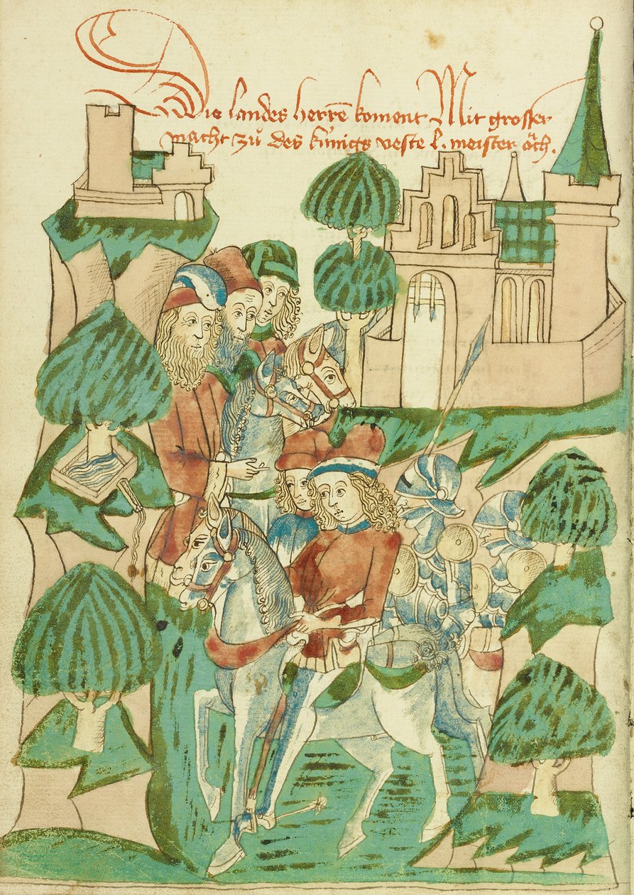 King Avenir med adelsmän och mästare av Hans Schilling
