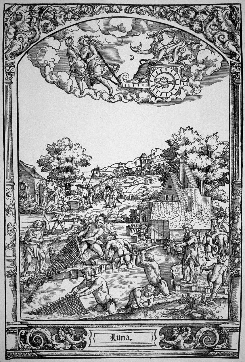 Månen (trägravyr) av Hans Sebald (School of) Beham