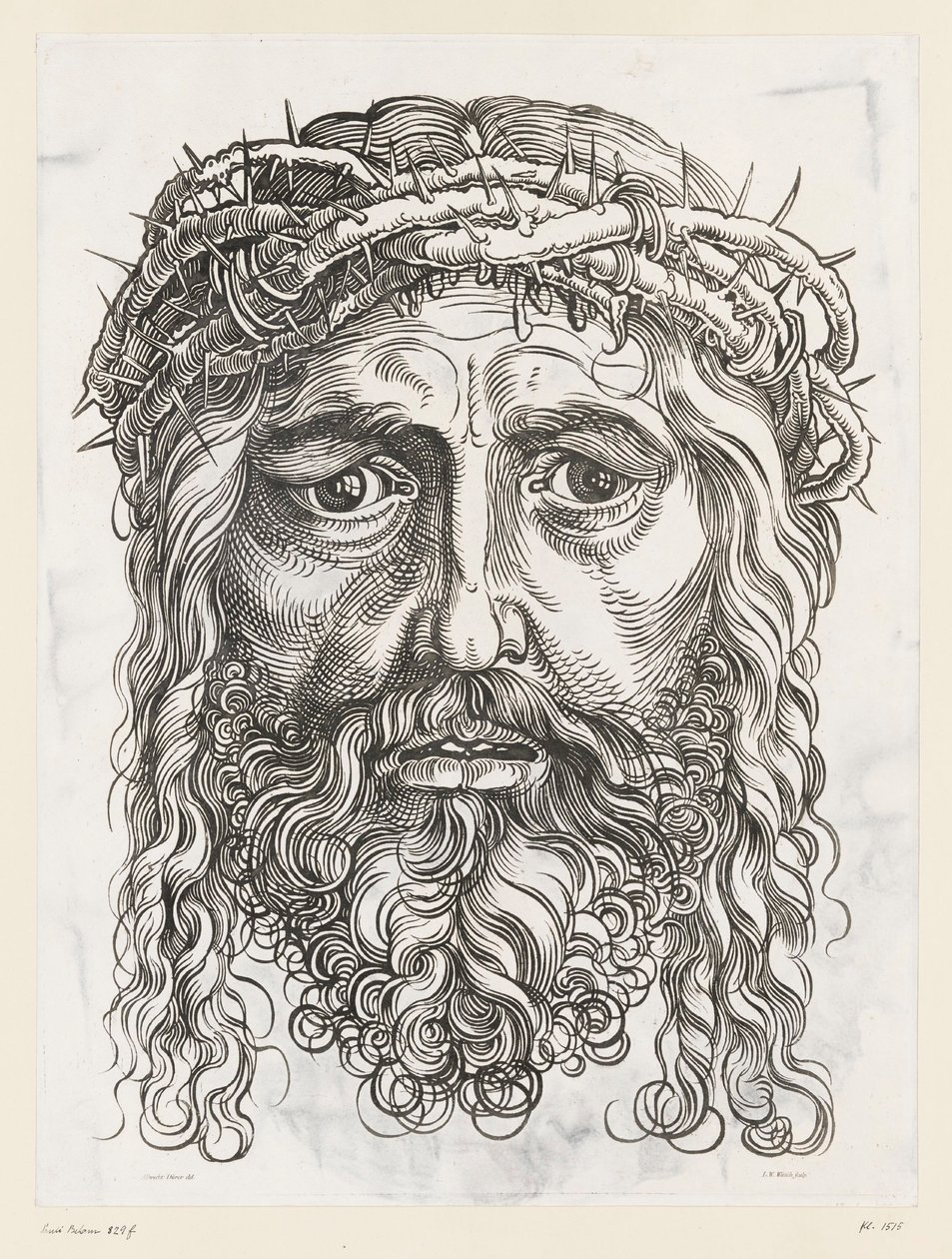 Stort huvud av Kristus med törnekrona av Hans Sebald (after) Beham