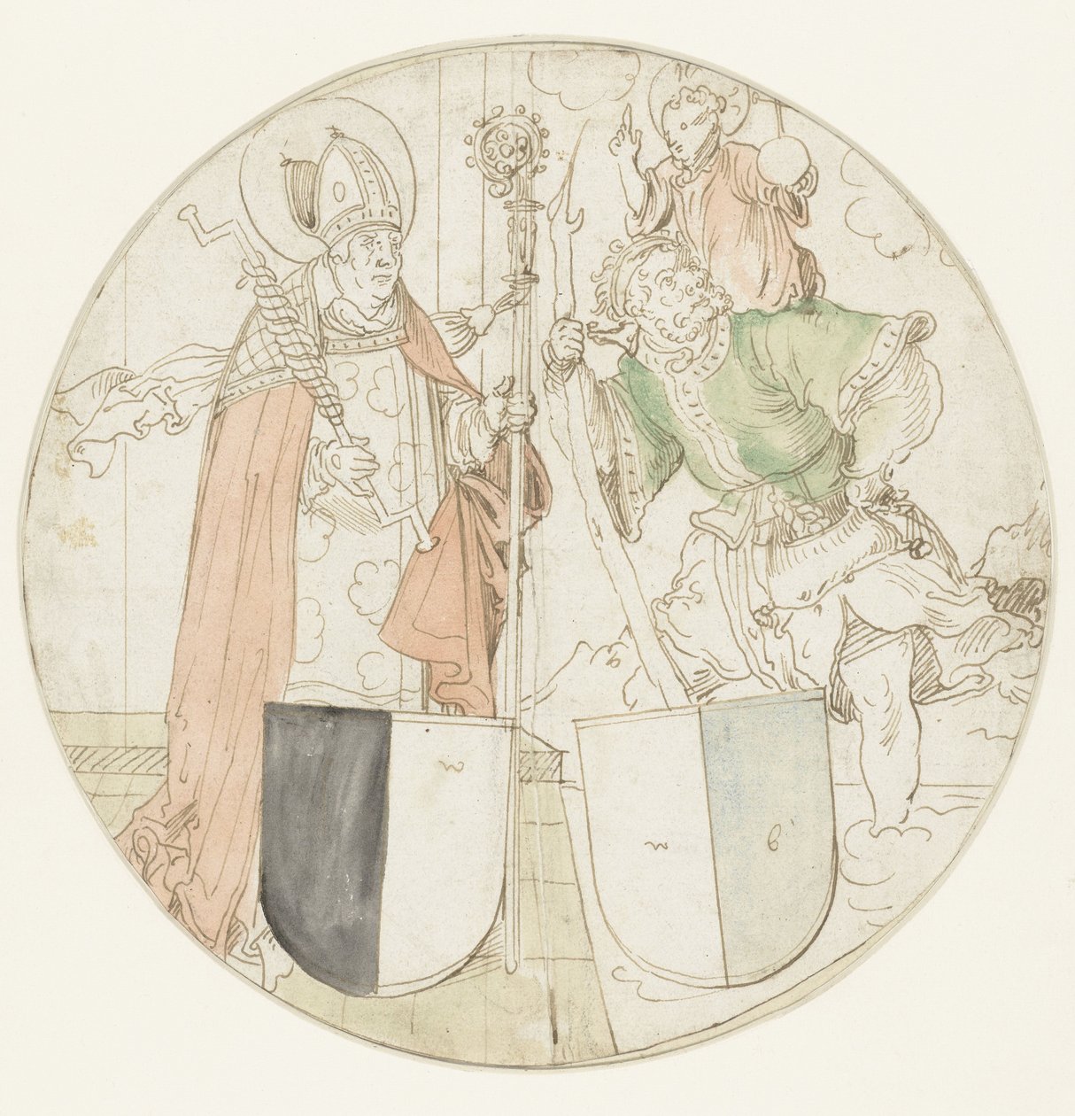 De heliga Christopher och Erasmus med var sitt vapen av Hans Sebald Beham (possibly)
