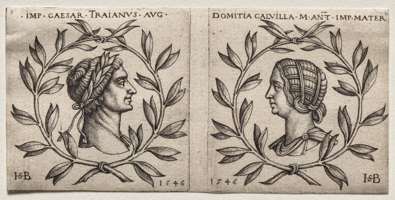 Byster av kejsar Trajanus och Domitia Calvilla av Hans Sebald Beham