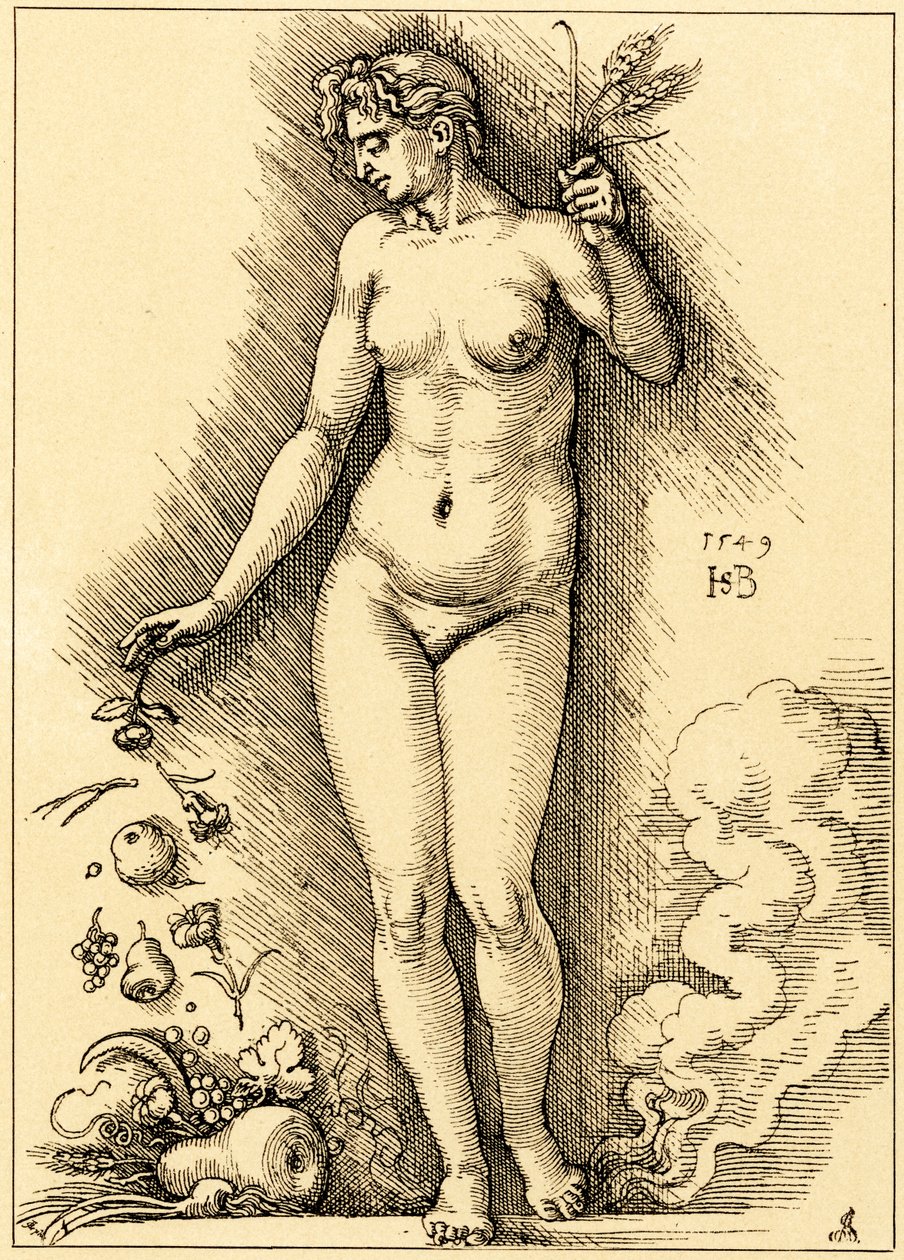 Ceres, strö frukter av Hans Sebald Beham