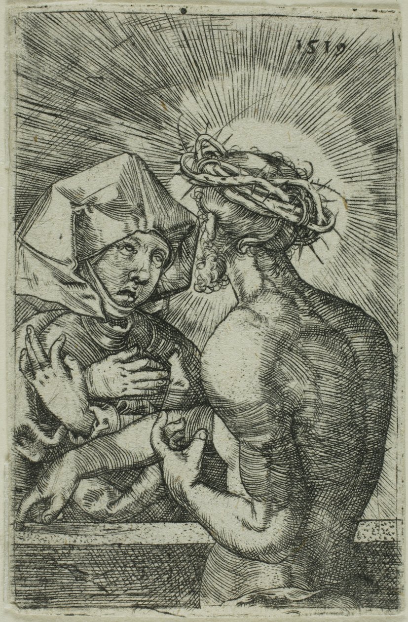 Kristus krönt med törnar som talar till sin mor av Hans Sebald Beham