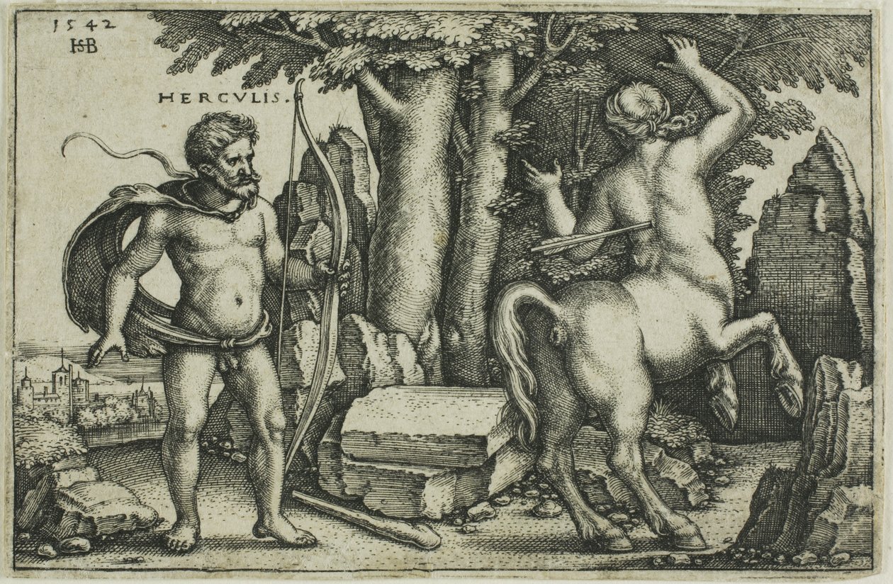 Herkules och Nessus av Hans Sebald Beham