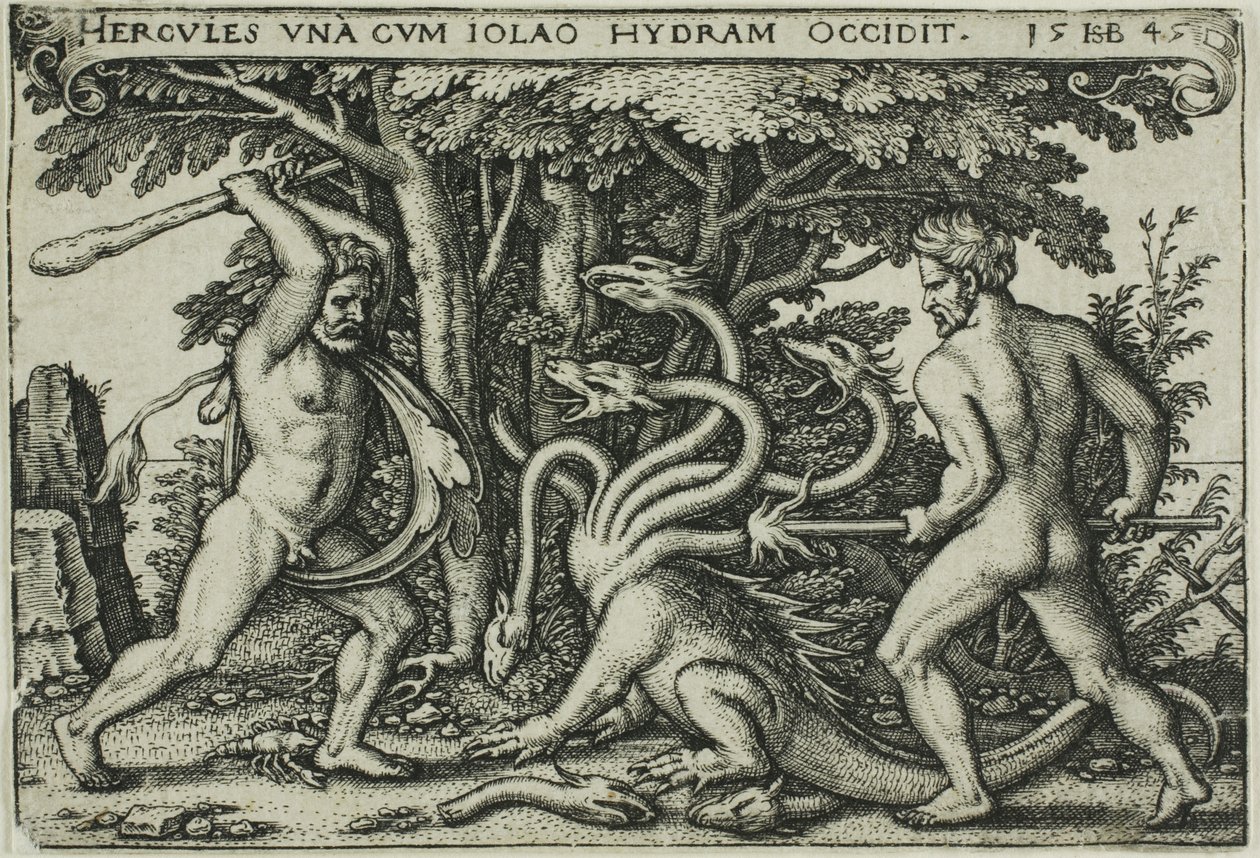 Hercules and the Hydra, från The Labors of Hercules av Hans Sebald Beham