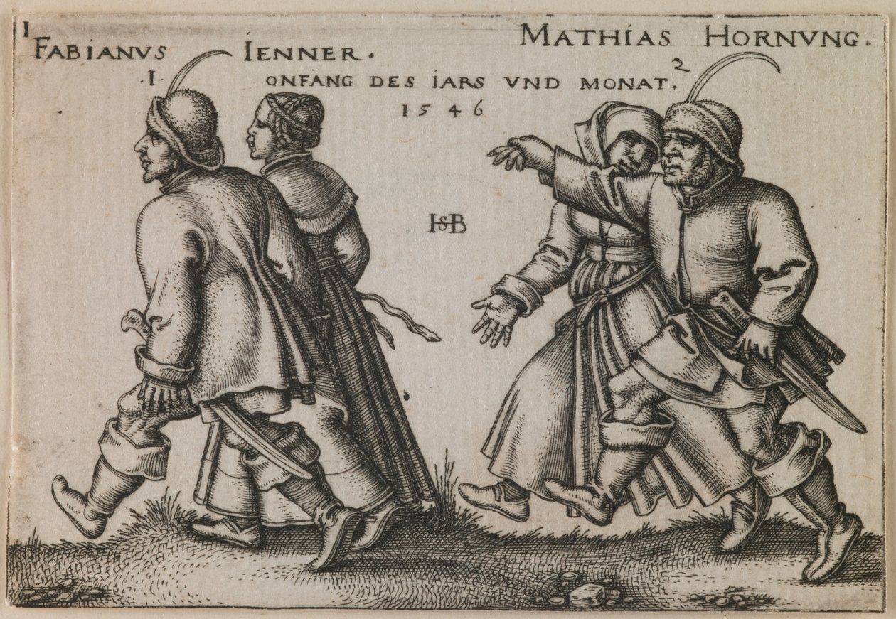 "Januari och februari" ur serien "Böndernas fest eller De tolv månaderna" av Hans Sebald Beham