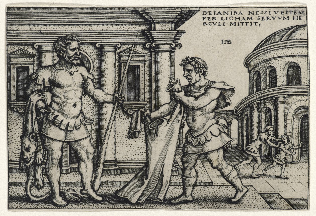 Lichas Bringing the Garment of Nessus to Hercules, 1540-tal (gravyr på lagt papper) av Hans Sebald Beham