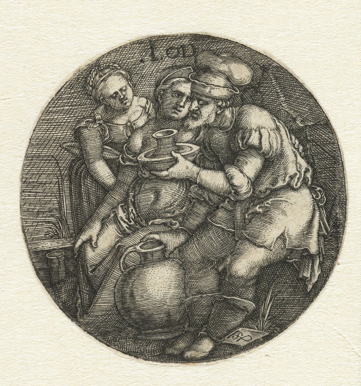 Lot och hans döttrar av Hans Sebald Beham