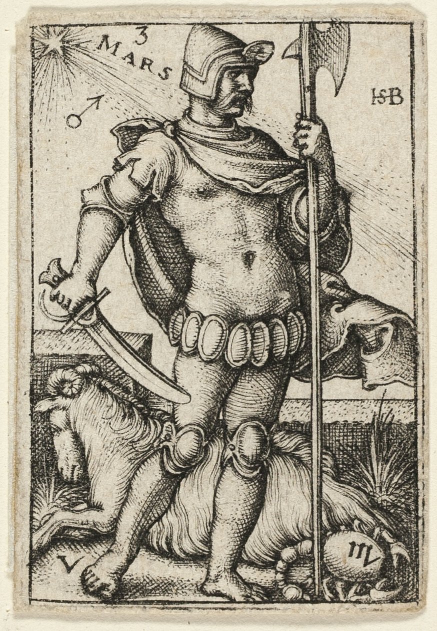Mars, plansch tre från De sju planeterna med zodiakerna av Hans Sebald Beham