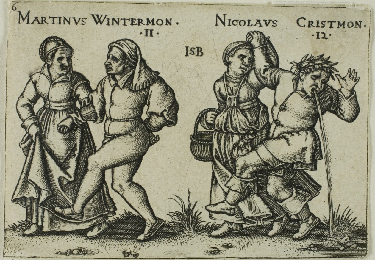 November och december, plansch 6 ur Böndernas fest eller De tolv månaderna av Hans Sebald Beham