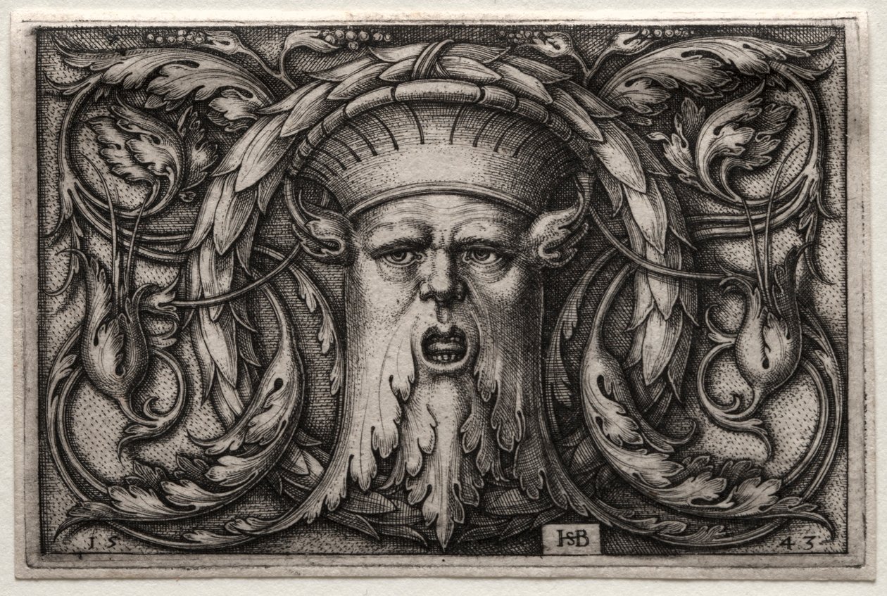 Prydnad av Satyrs huvud och krans, 1543. av Hans Sebald Beham