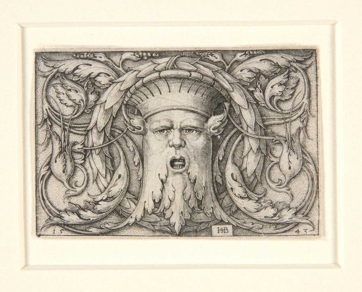 Panel med en Mascaron (prydnad med en mask) av Hans Sebald Beham