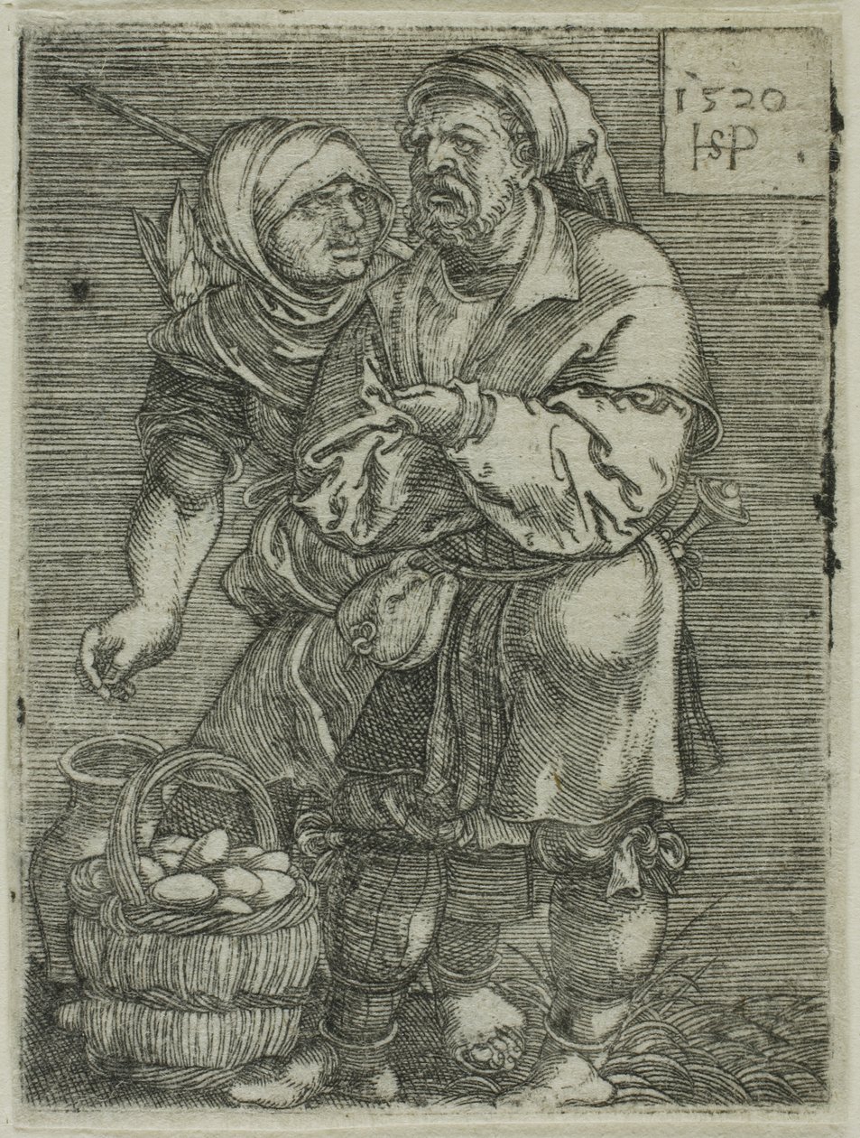 Bondepar som säljer ägg av Hans Sebald Beham