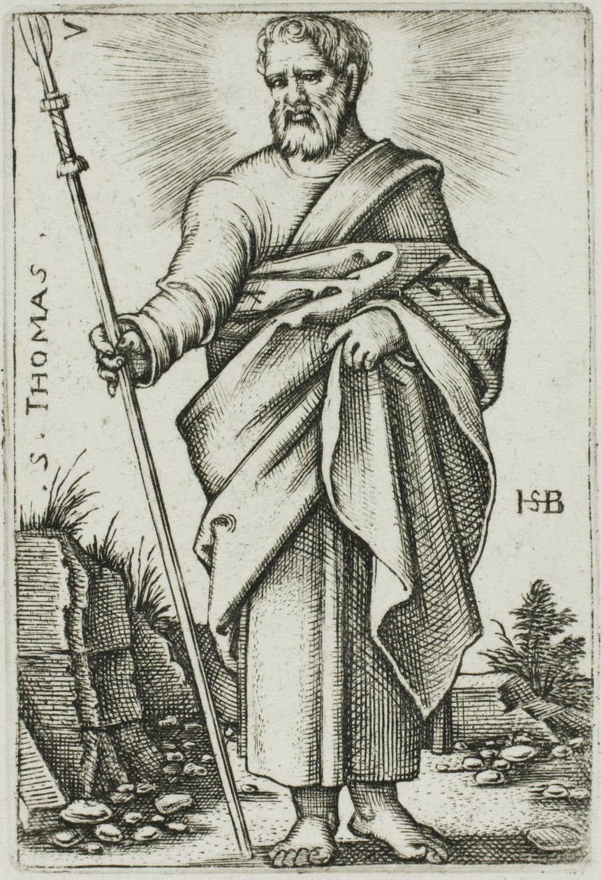 St Thomas, plåt 7 från De tolv apostlarna av Hans Sebald Beham